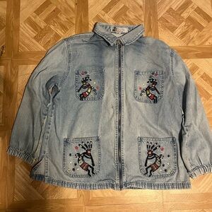 Passion - 1 vintage Embroidered Denim Jacket with Animal Design